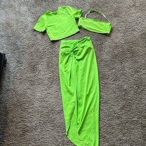 3 piece SKIMS Neon green Swim Set